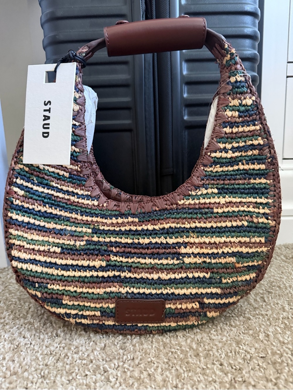 STAUD Moon Raffia Bag